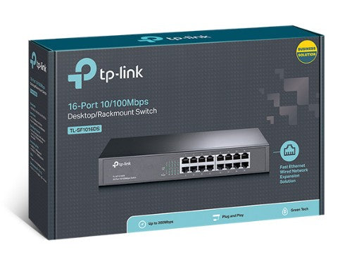 TP-Link TL-SF1016DS network switch Unmanaged Fast Ethernet (10/100) 1U Black