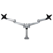 StarTech.com Desk Mount Dual Monitor Arm - Premium Articulating Monitor Arm - up to 27" (17.6lb/8kg) VESA Mount Displays - Height Adjustable Monitor Mount - Rotate/Tilt/Swivel - Clamp/Grommet - Silver - TAA