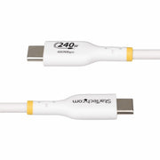 StarTech.com 10ft (3m) USB-C Charging Cable, Charge & Sync, 240W (5A) PD EPR, USB 2.0 Laptop Charger Cable, USB-IF Certified, TPE Jacket - White USB C Charging Cord