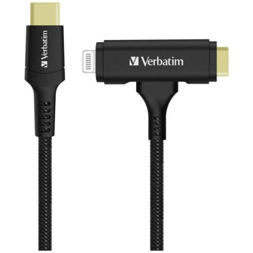 Verbatim USB-C & Lightning 2-in-1 Cable (120cm) USB cable 1.2 m USB C USB C/Lightning 0.48 Gbit/s 60 W Black