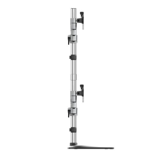 StarTech.com Desktop Quad Monitor Stand - Ergonomic VESA 4 Monitor Arm (2x2) up to 32" (17.6lb/8kg) - Free Standing Articulating Universal Pole Mount - Height Adjustable/Tilt/Swivel/Rotate - Silver