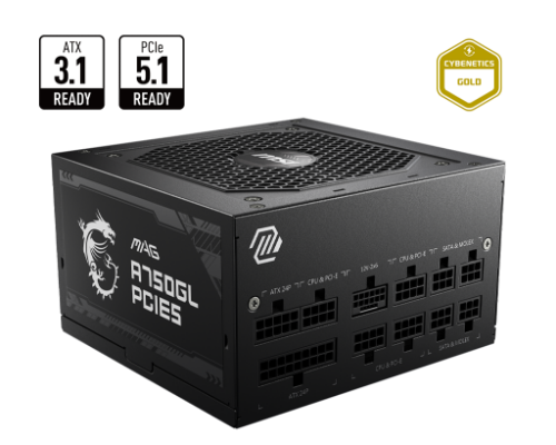 MSI MAG A750GL PCIE5 power supply unit 750 W 20+4 pin ATX ATX Black