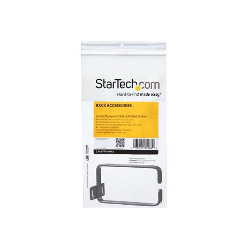 StarTech.com 1U Vertical 2.2 x 3.9in (5.7 x 10cm) Server Rack Cable Management D-Ring Hook; Network Rack-Mount Cord Organizer; Cable Manager for 19" and 10" Cabinets