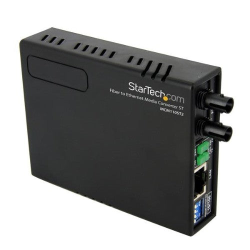 StarTech.com Multi-Mode (MM) ST Fiber Media Converter for 10/100Mbps Networks, Standalone Ethernet to ST MM Fiber Media Converter, 1310nm, 2km - TAA