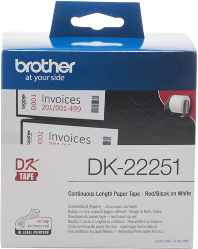 Brother DK-22251 label-making tape Black and red on white