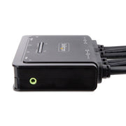 StarTech.com 2-Port Dual-Monitor DisplayPort Cable KVM Switch, 4K 60Hz, Compact KVM with 5ft/1.5m USB-A/DisplayPort/Audio Integrated Cables, Bus Powered - Remote Push Button/Hotkey Switching