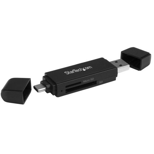 StarTech.com USB C and USB 3.0 SD Card Reader, USB Memory Card Reader, SD, microSD, MMC, UHS-I, USB-C & USB-A Card Adapter - Works with any Operating System