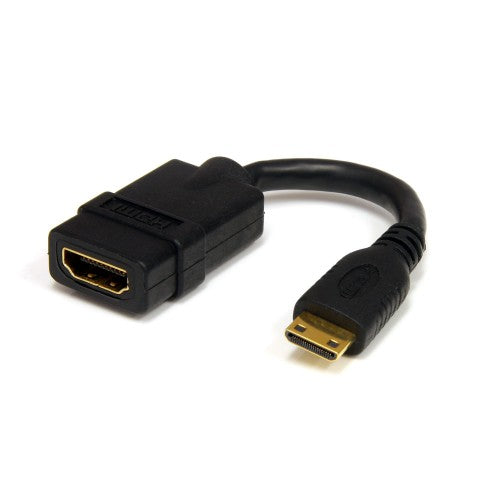 StarTech.com 5in (13cm) Mini HDMI to HDMI Adapter - 4K High Speed HDMI Adapter - 4K 30Hz Ultra HD High Speed HDMI Adapter - HDMI 1.4 - Gold Plated Connectors - UHD Mini HDMI Adapter 4K - Black