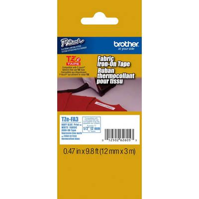 Brother TZE-FA3 label-making tape Blue on white
