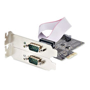 StarTech.com 2-Port Serial PCIe Card, Dual-Port PCI Express to RS232/RS422/RS485 (DB9) Serial Card, Low-Profile Brackets Incl., 16C1050 UART, Windows/Linux, TAA Compliant - Level-4 ESD Protection