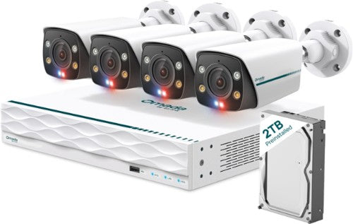 TP-LINK Omada B8S4-2T 8MP Bullet PoE Security Camera System with 2TB HDD, 4 Cameras with 16-Channel NVR (Omada Camera)