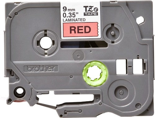Brother TZE-421 label-making tape Black on red