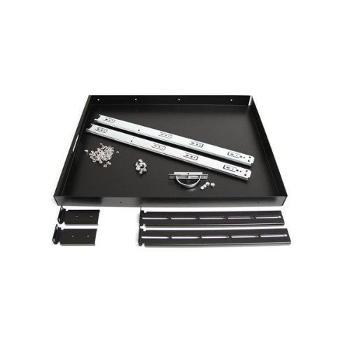 StarTech.com 1U Sliding Server Rack Mount Keyboard Shelf Tray, 55lbs (25Kg), 22in (55cm) Deep Steel Pull Out Drawer for 19" AV, Network Equipment Rack