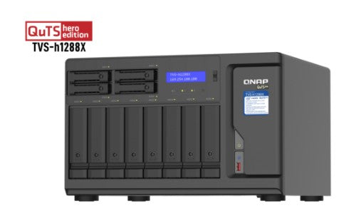 QNAP TVS-h1288X NAS Tower Intel® Xeon® W-1250 16 GB DDR4 0 TB QuTS hero Black