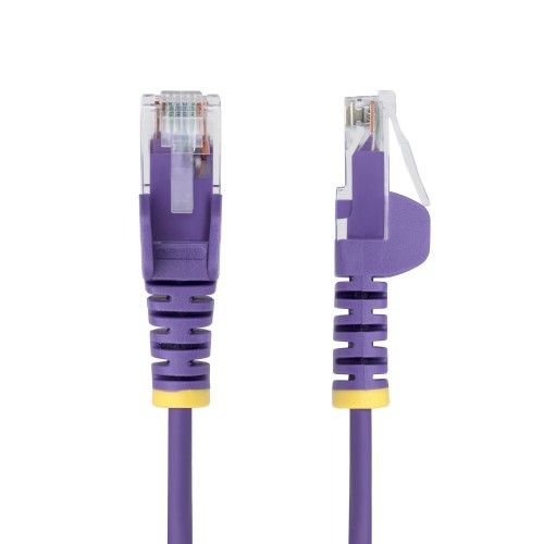 StarTech.com 10m Purple Slim CAT6 Ethernet Cable, Snagless, 100W PoE, UTP, LSZH, 28AWG Pure Bare Copper Wire, Slim RJ45 Network Patch Cord w/Strain Reliefs, Individually Tested