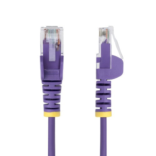 StarTech.com 3m Purple Slim CAT6 Ethernet Cable, Snagless, 100W PoE, UTP, LSZH, 28AWG Pure Bare Copper Wire, Slim RJ45 Network Patch Cord w/Strain Reliefs, Individually Tested