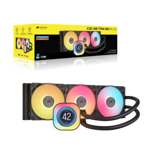 Corsair iCUE LINK TITAN 360 RX LCD Processor All-in-one liquid cooler 12 cm Black 1 pc(s)