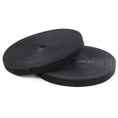 StarTech.com 25ft (7.6m) Hook and Loop Roll, Black, Cut-to-Size Reusable Cable Ties, Bulk Industrial Wire Fastener Tape, Adjustable Fabric Wraps, Reusable Self Gripping Cable Management Straps