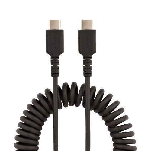 StarTech.com 1.6ft (50cm) USB-C Fast Charging Cable, Rugged, Coiled, Charge & Sync, 3A, USB 2.0, TPE Jacket and Aramid Fiber - USB C Charging Cord
