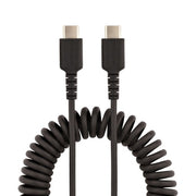 StarTech.com 1.6ft (50cm) USB-C Fast Charging Cable, Rugged, Coiled, Charge & Sync, 3A, USB 2.0, TPE Jacket and Aramid Fiber - USB C Charging Cord