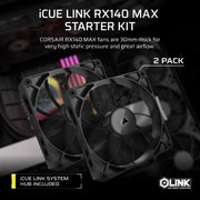 Corsair iCUE LINK RX140 MAX Computer case Fan 14 cm Black 2 pc(s)