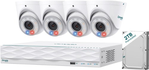 TP-LINK Omada T8S4-2T - Omada 8MP Turret PoE Security Camera System with 2TB HDD, 4 Cameras with 16-Channel NVR (Omada Camera)