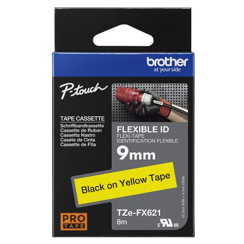 Brother TZE-FX621 label-making tape Black on yellow