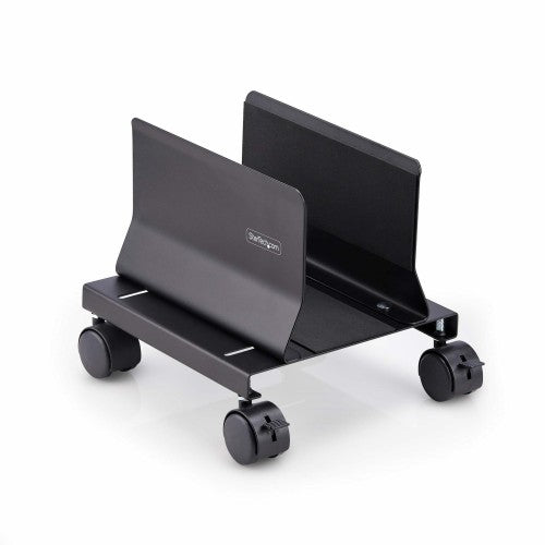 StarTech.com Computer Tower Cart, Rolling Mobile CPU Caddy on Wheels/Casters, Max Load 46.3lb/21kg, Adjustable PC Case Mount, Desktop Floor Stand, Steel Dolly, TAA