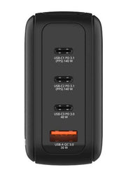 Verbatim 140W Mini GaN Charger with Display Universal Black AC Fast charging Indoor