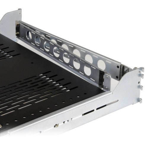 StarTech.com 2U Vented Sliding Server Rack Shelf w/ Cable Management Arm - 27.7 to 31.6in Adjustable Mounting Depth - 50lb - 19" Server Tray Shelf for Equipment Rack - 24in Deep