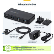 StarTech.com 4-Port USB-C and USB-A Hub, 5Gbps, Self-Powered, 2-in-1 USB-C and USB-A Host Cable, 1x USB-C and 3x USB-A (1x BC 1.2), 36W Power Adapter Included