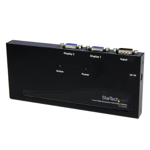 StarTech.com 2 Port High Resolution VGA Video Splitter with Built-in Amplifier, 350 MHz, VGA Splitter 1 x 2, 2048x1536 80Hz - TAA Compliant