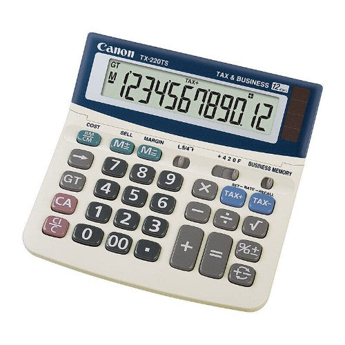 CANON TX220TS 12 DIGIT DUAL POWER TAX BUSINESS FUNCTION ADJUSTABLE DISPLAY