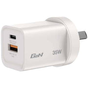 Verbatim 35W 2-Port GaN Wall Charger Universal White AC Fast charging Indoor