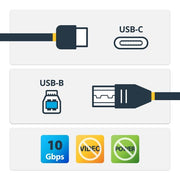 StarTech.com 3ft (1m) USB-B to USB-C Cable, USB 10Gbps, Data Cord, USB 3.2 Gen 2, USB-C Data Transfer Cable