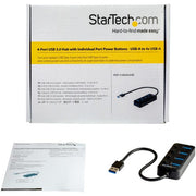 StarTech.com 4 Port Bus Powered USB Hub with Individual On/Off Switches, USB 3.0 (5Gbps) Expansion Hub, Desktop/Laptop USB-A to USB-A Splitter