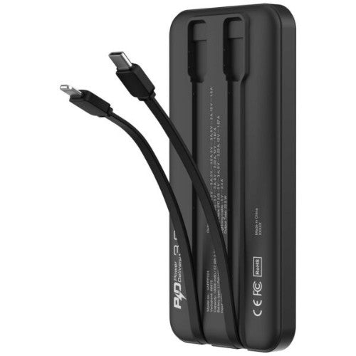 Verbatim 10000mAh PD 3.0 & QC 3.0 Power Pack with embedded cables Lithium Polymer (LiPo) Black