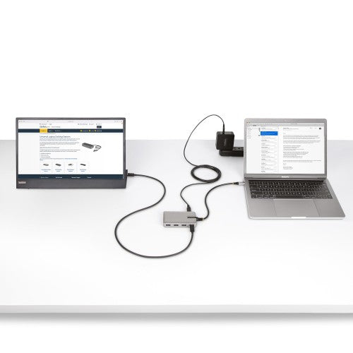 StarTech.com 4-Port USB-C Hub with USB-C DP Alt Mode Video Output 4K 60Hz - 3x USB-A, 1x USB Type-C, 100W Power Delivery Pass-Through, USB 3.2 10Gbps, 1ft/30cm Cable, Portable USB Hub