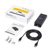 StarTech.com 4 Port USB to DB9 RS232 Serial Adapter Hub – Industrial DIN Rail and Wall Mountable - TAA