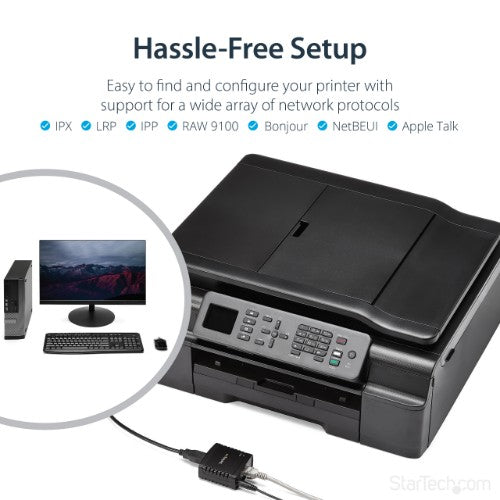 StarTech.com 10/100Mbps Ethernet to USB 2.0 Network LPR Print Server