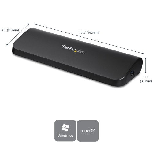 StarTech.com Dual Monitor USB 3.0 Laptop Docking Station with HDMI/DVI/VGA, 3x USB-A Hub, GbE, Audio, Universal Type-A Dock for Windows/macOS/ChromeOS - TAA Compliant