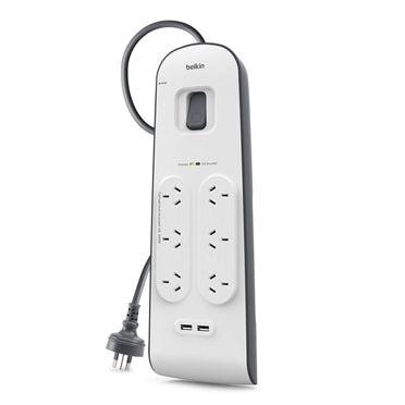 Belkin BSV604AU2M surge protector Black, White 6 AC outlet(s) 2 m
