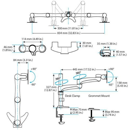 StarTech.com Desk-Mount Dual Monitor Arm - Articulating - For up to 24" (29.9lb/13.6kg) Displays