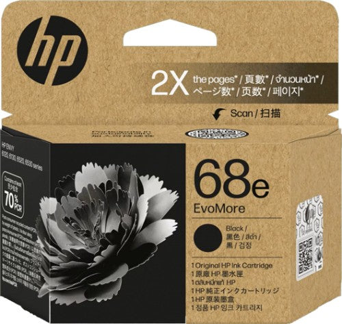 HP 68E EVOMORE BLACK ORIGINAL INK CART 320 PAGE YIELD FOR ENVY 6120 6130 6520 6530