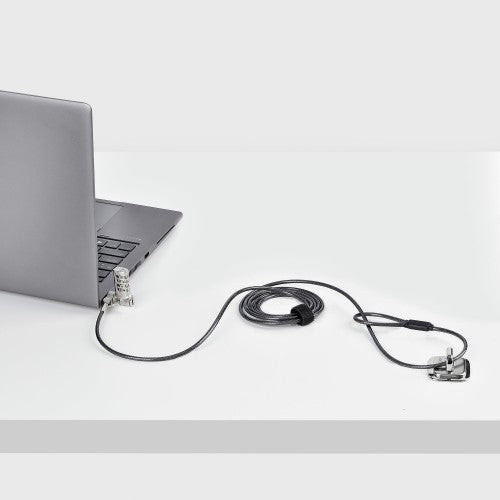 StarTech.com Universal Laptop Cable Lock 6.6ft (2m), Serialized Security Cable for Notebook, Compatible w/Noble Wedge®/Nano/K-Slot; Keyless Combination Cable, TAA