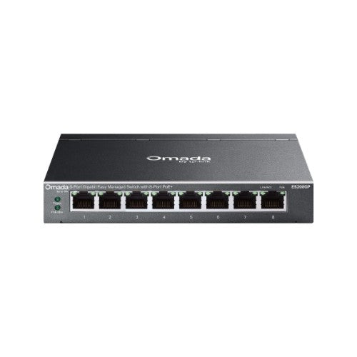 TP-Link Omada ES208GP network switch Managed L2 Gigabit Ethernet (10/100/1000) Power over Ethernet (PoE) DIN rail Black
