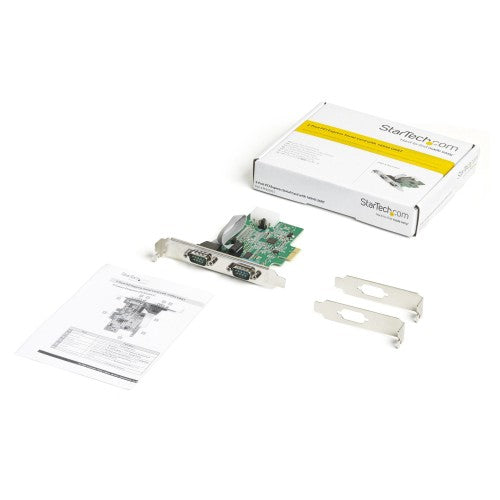 StarTech.com 2-port PCI Express RS232 Serial Adapter Card - PCIe RS232 Serial Host Controller Card - PCIe to Dual Serial DB9 Card - 16950 UART - Expansion Card - Windows & Linux - TAA