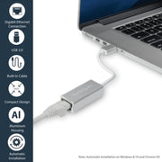 StarTech.com USB 3.0 to Gigabit Network Adapter, Silver, Sleek Aluminum Design for MacBook, Chromebook or Tablet, Native Driver Support
