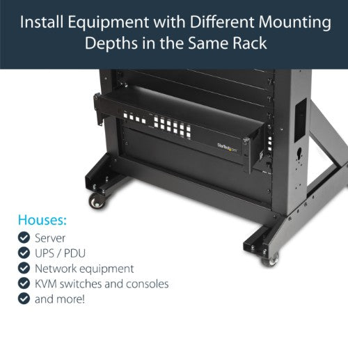 StarTech.com Server Rack Depth Extender - 2U - 4in / 10 cm - TAA Compliant - Recessed Rack Adapter - Rack Mount Adapter Kit - Network Rack Extender
