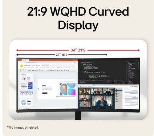 LG 34U601B-B computer monitor 86.4 cm (34") 3440 x 1440 pixels Dual WQHD LCD Black